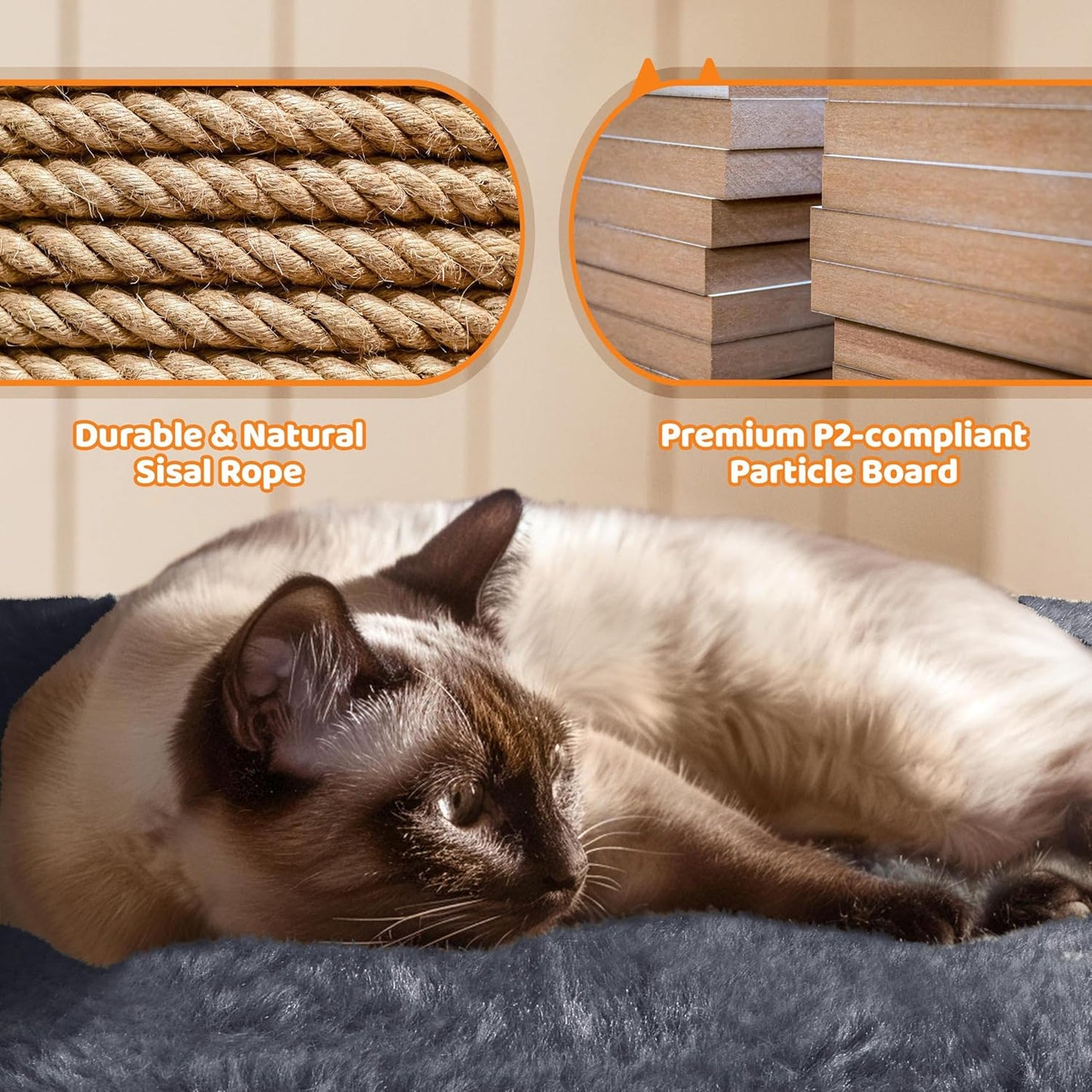 | 68.5In Cat Tree | for Large Cats | Multi-Level Cat Tower with 3 Wide Perches, Large Condo | Stable Pet Play House W/Sisal-Covered Scratching Posts & Board | Dark Gray