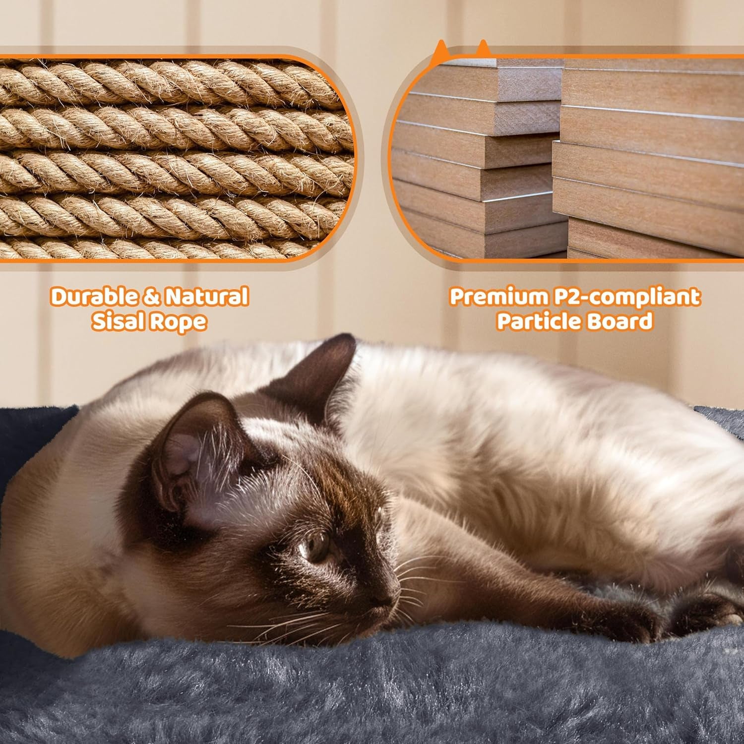 | 68.5In Cat Tree | for Large Cats | Multi-Level Cat Tower with 3 Wide Perches, Large Condo | Stable Pet Play House W/Sisal-Covered Scratching Posts & Board | Dark Gray