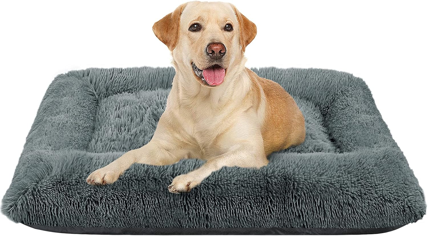 Dog Beds Calming Pet Beds, Fulffy Dog Kennel Mat Pad Faux Fur Machine Washable Anti-Slip Comfy Dog Beds for Large Medium Dogs and Cats