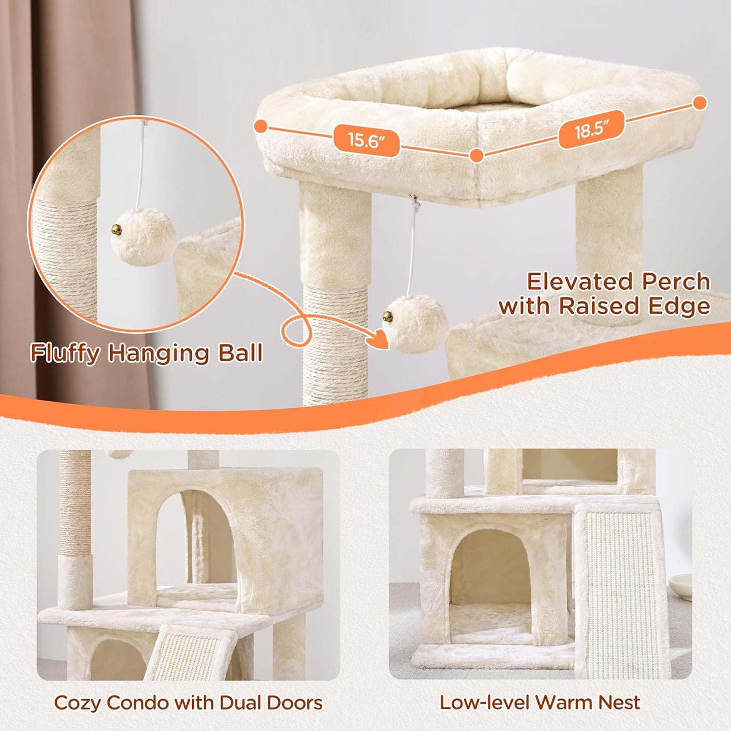 Multi-Level Cat Tree Tower Cat Furniture Activity Center Kitten Play House 36In