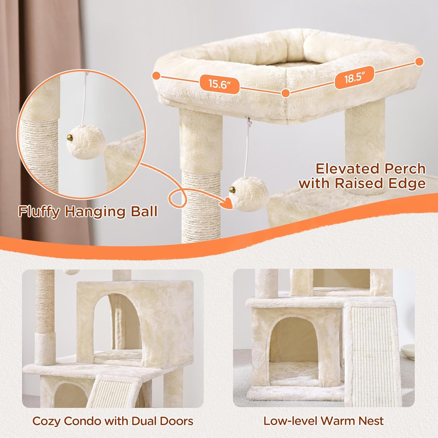 Multi-Level Cat Tree Tower Cat Furniture Activity Center Kitten Play House 36In