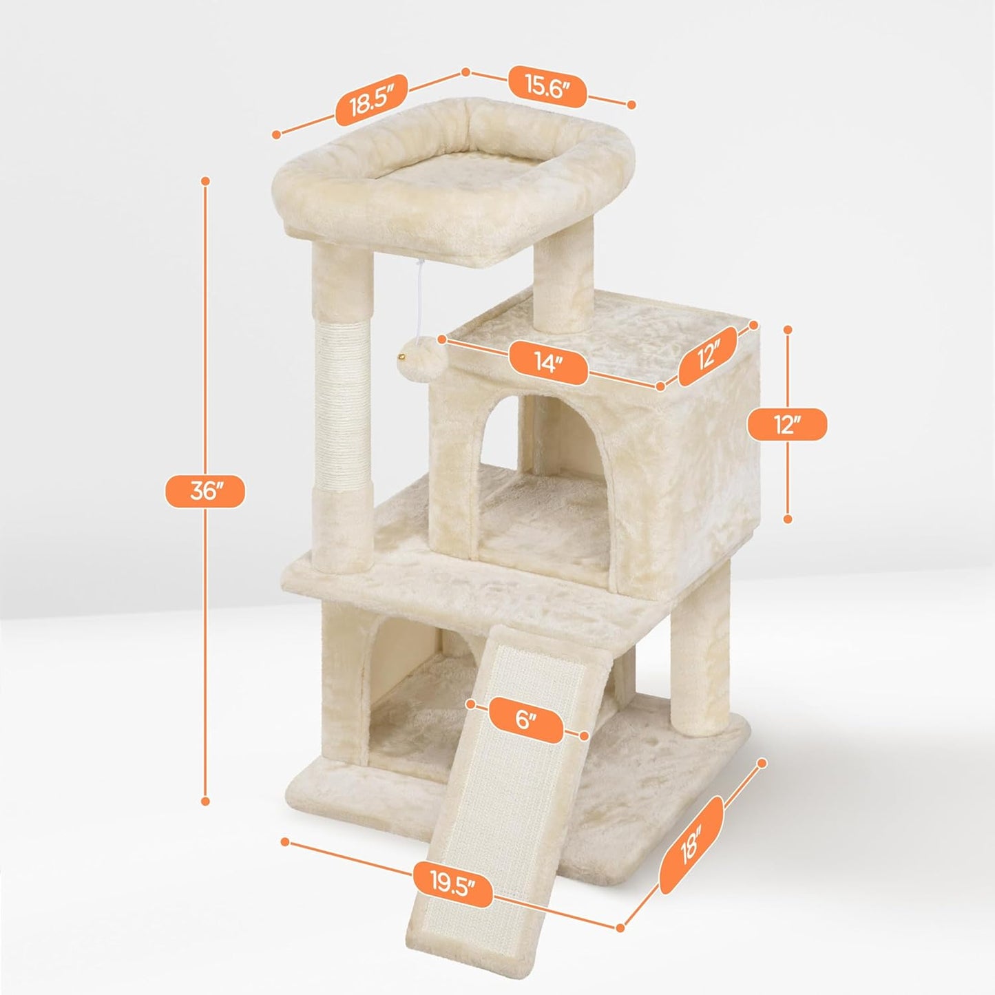 Multi-Level Cat Tree Tower Cat Furniture Activity Center Kitten Play House 36In