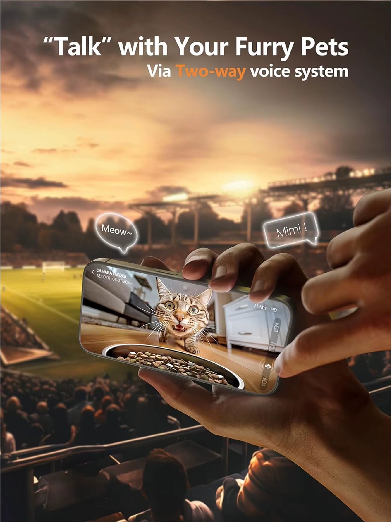 1080P HD Camera Automatic Cat Feeder with 5Gwifi Tuya Pet Cat Smart Food Kibble Dispenser Auto Feeder for Cats Dog Accessories