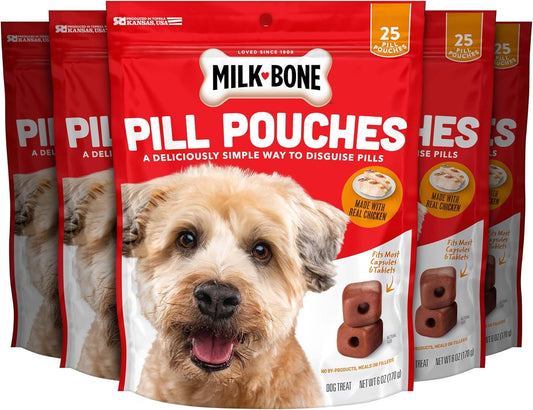 Pill Pouches Dog Treats with Real Chicken, 25 Count Bags (Pack of 5; 125 Total Treats)