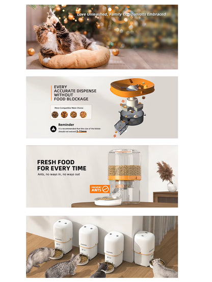 1080P HD Camera Automatic Cat Feeder with 5Gwifi Tuya Pet Cat Smart Food Kibble Dispenser Auto Feeder for Cats Dog Accessories