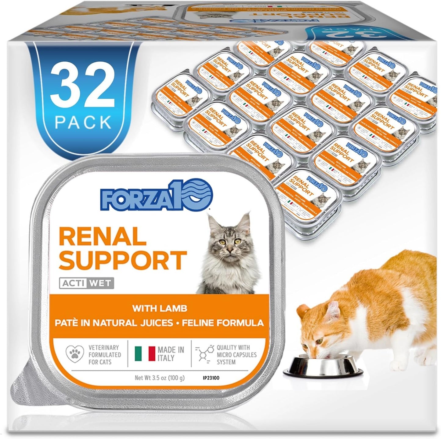 - Cat Food, Vet-Formulated Renal Wet Cat Food, Non GMO, Kidney Care Food with Lamb Flavor, Crafted for Adults, Made in Italy (3.5 Oz, 32 Pack)