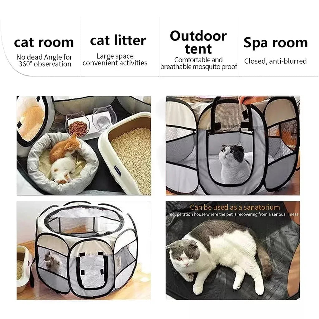 Portable Foldable Outdoor Dogtent Dog House Portable Folding Travel Pet Tent Cat/Dog Cage Easy Operation Large Cat/Dog Fences