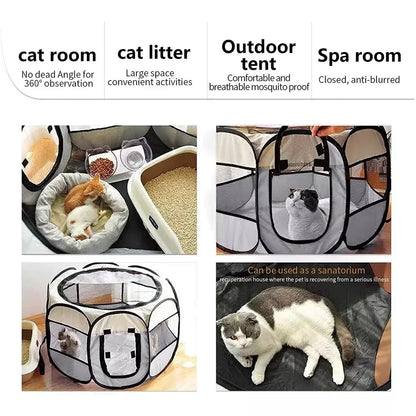 Portable Foldable Outdoor Dogtent Dog House Portable Folding Travel Pet Tent Cat/Dog Cage Easy Operation Large Cat/Dog Fences