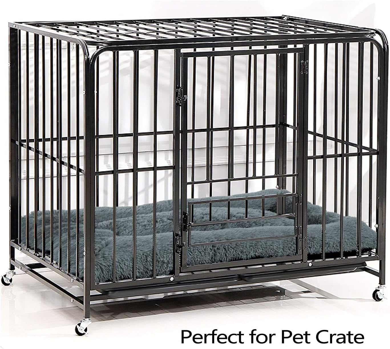 Dog Beds Calming Pet Beds, Fulffy Dog Kennel Mat Pad Faux Fur Machine Washable Anti-Slip Comfy Dog Beds for Large Medium Dogs and Cats