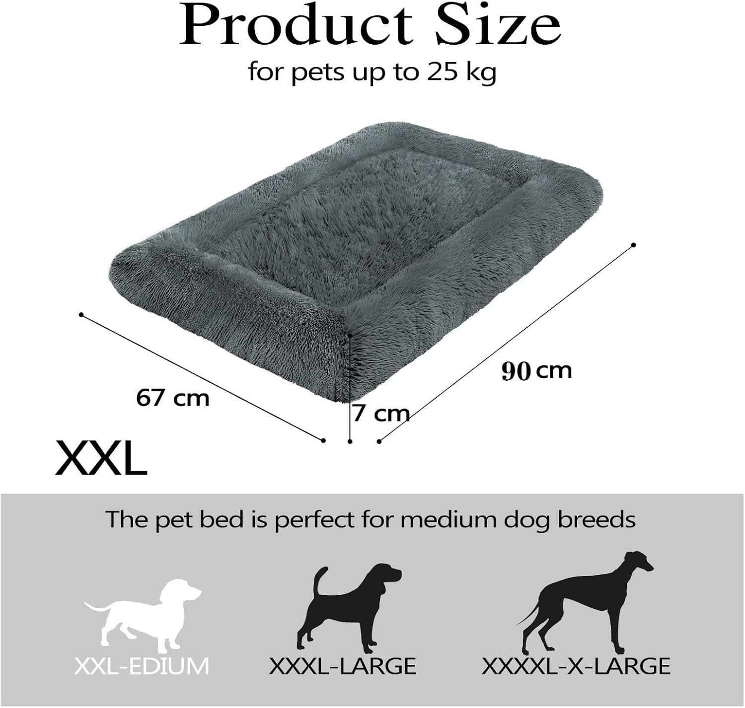 Dog Beds Calming Pet Beds, Fulffy Dog Kennel Mat Pad Faux Fur Machine Washable Anti-Slip Comfy Dog Beds for Large Medium Dogs and Cats