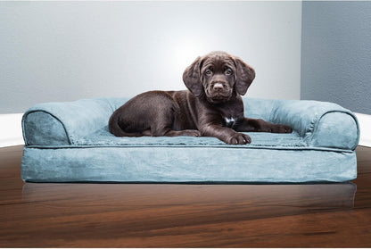 Orthopedic Dog Bed for Medium/Small Dogs W/ Removable Bolsters & Washable Cover, for Dogs up to 35 Lbs - Plush & Suede Sofa - Gray, Medium