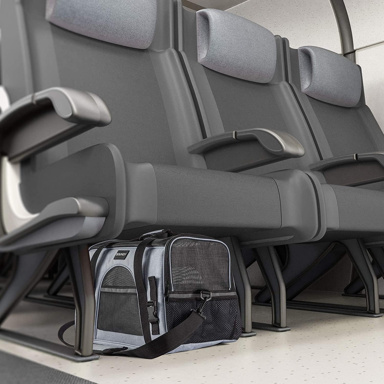 Pet Carrier for Cat and Dog, Portable Folding Pet Carrier Airline Approved, Suitable for Small Dogs, Puppies, and Medium-Sized Cats (Grey with Bowl)