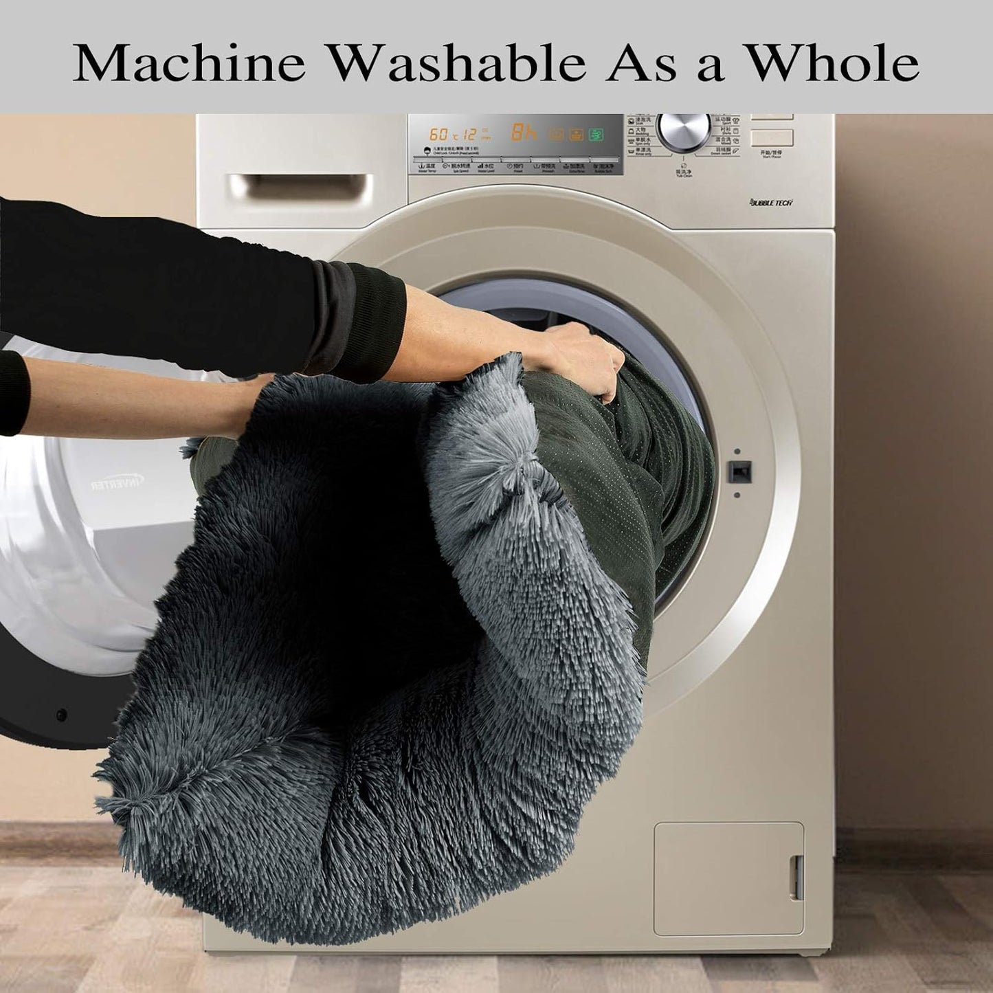 Dog Beds Calming Pet Beds, Fulffy Dog Kennel Mat Pad Faux Fur Machine Washable Anti-Slip Comfy Dog Beds for Large Medium Dogs and Cats